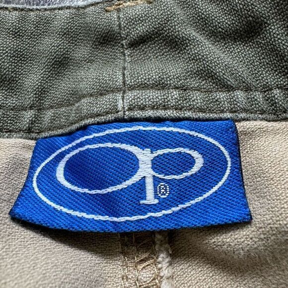 Op Ocean Pacific Men’s Tan Cargo Shorts Distressed Style Size 36 100% Cotton - Picture 9 of 16